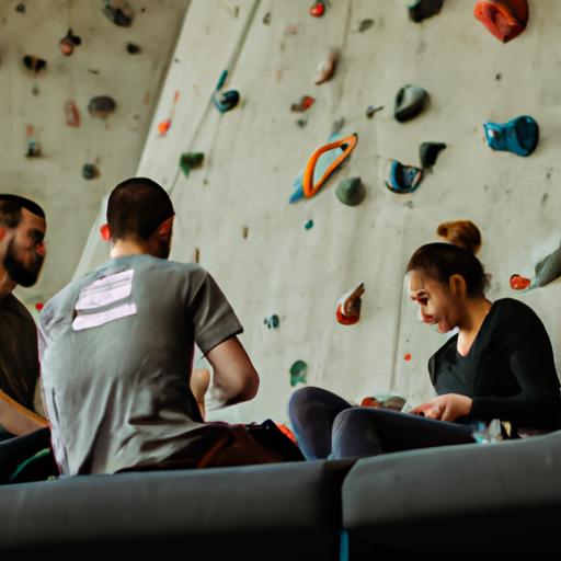 Climbers Engaged In Conversation, Sharing Their Personal Experiences And Praising The Climbing Gyms In Sacramento.