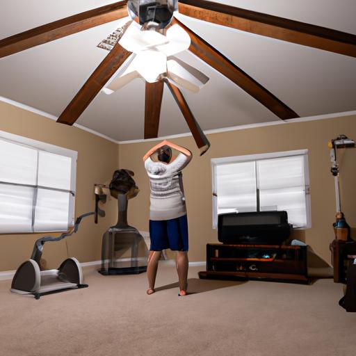 A Well-Ventilated Home Gym With A Ceiling Fan Enhances The Workout Experience